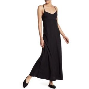 Theory Haranna Linen Blend Black Maxi Dress Size 2